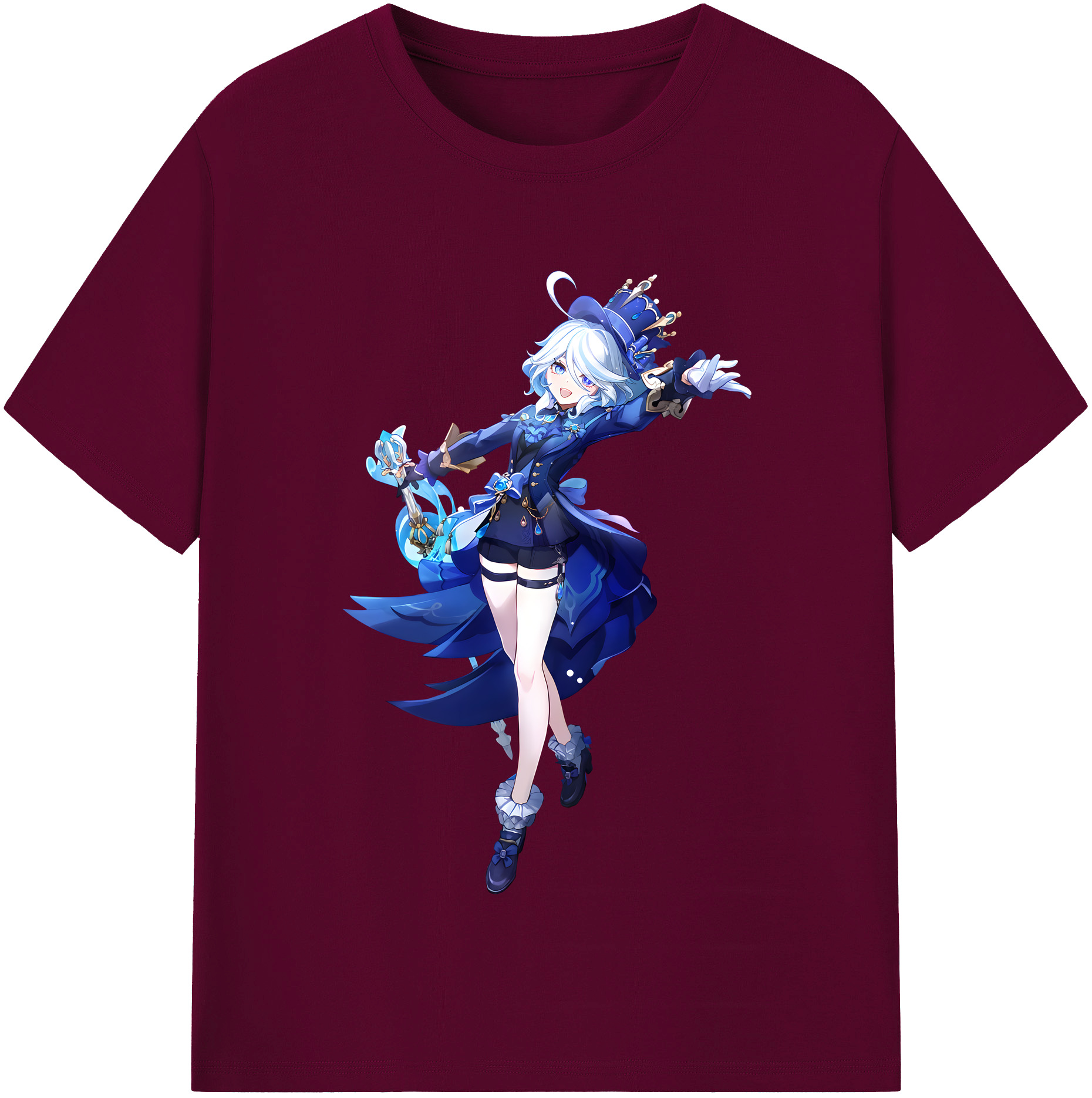 げんし神 フリーナ genshin Furina レディースカジュアルプリントTシャツ（綿100％）